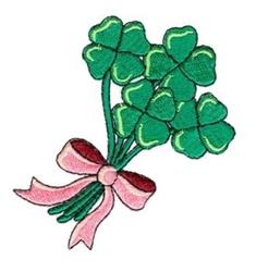 detailed leaf machine embroidery pattern - Clover Leaf Bouquet for Holiday Decorations