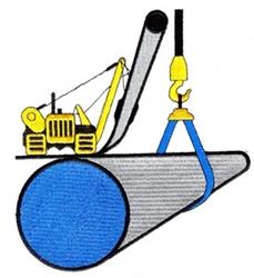 Cartoon construction equipment features a yellow tractor on a blue roller with crane hook detailing.