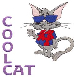 detailed kitten machine embroidery pattern - Cool Cat for decorative pillow covers
