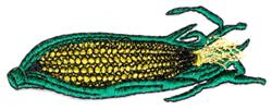Realistic corn ear with golden yellow kernels and green husk, celebrating harvest vibes.