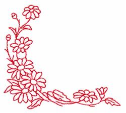 Cosmos Corner - 4x4 corner redwork machine embroidery design perfect for Napkins
