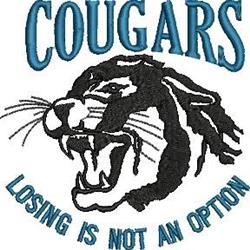 Cougars Mascot - 5x7 mascot detailed machine embroidery design for Cheer Gear