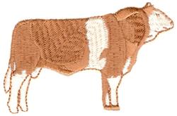 Realistic side profile of a cow with brown and white colors, showcasing detailed embroidery textures.
