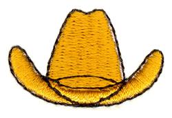Cowboy hat in bright yellow with a glossy finish and black outline, featuring a simple design perfect for various accessories