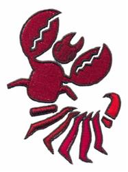 Bold summer crab outlined in red hues, showcasing large claws and a cheerful posture.