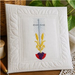 beginner-friendly cross machine embroidery pattern - Cross with Wheat for reusable tote bags
