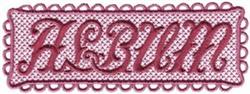Decorative curly letters spell 'ЗЕВУМ' in burgundy, framed in a decorative border, perfect for machine embroidery.