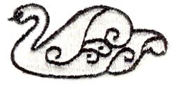 Curly Swan - 4x4 bird quick stitch machine embroidery design for kitchen tea towels