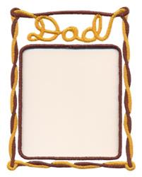 Playful picture frame with 'Dad' text, brown outline, golden accents, and a blank center for a photo, perfect for Father's Da