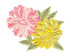 dahlia detailed machine digital embroidery - Dahlias perfect for kitchen tea towels