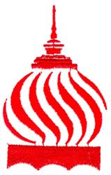Stylized decorative dome with vibrant red swirling lines and a pointed spire, perfect for home decor.