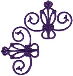 Decorative swirl design with intricate purple curves and whimsical floral motifs, ideal for elegant home decor.