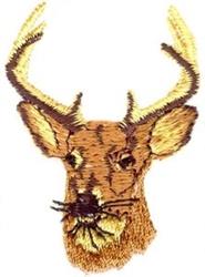 Realistic deer head with detailed antlers and expressive features in warm brown tones. Perfect for rustic decor.