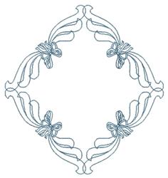 Delicate decorative frame with bows, featuring intricate linework and symmetrical flowing lines.