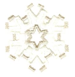 Delicate snowflake with intricate detailing in soft white and cream, perfect for winter decor.