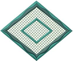 Geometric diamond pattern in vibrant teal, with rounded corners and a wavy border, modern and minimalistic style.