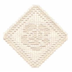 Diamond shape featuring a textured surface with minimalistic elegance in off-white for machine embroidery.