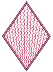 Diamond shape with zigzag pattern in various pink tones, featuring a contrasting outline, geometric style.