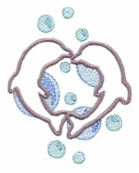 Dolphin Pair - 4x4 heart beginner-friendly embroidery design for reusable tote bags