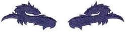 Stylized dragon motif with curved lines in deep purple, features symmetrical design for bold elegance.