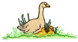 Duck and Chicks - 4x4 bird beginner-friendly embroidery design for cute baby onesies