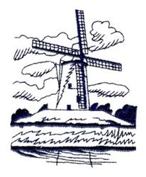 windmill beginner-friendly machine embroidery - Dutch Windmill for decorative pillow covers