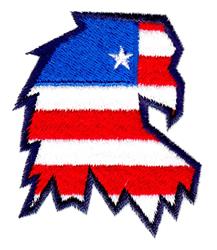 Stylized eagle head with red and white stripes and blue area with a white star, perfect for Independence Day.