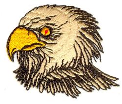Realistic eagle head portrait with intricate feather details and a prominent yellow beak, ideal for wildlife themes.