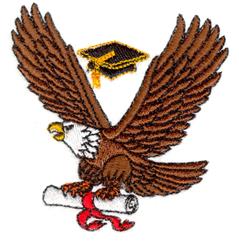 Eagle with Diploma - 4x4 bird detailed machine embroidery design for reusable tote bags