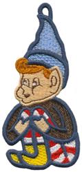 Christmas elf FSL lace machine embroidery - Elf Ornament for Kids Crafts