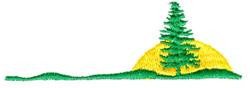 sunflower quick stitch machine embroidery - Evergreen Scene for decorative pillow covers