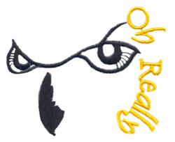 Playful eyes and cheeky eyebrow with a bold black outline, humorously paired with bright yellow 'Oh Really' text.