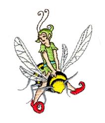 fairy beginner-friendly machine embroidery - Fairy on Bee for Costume Accents
