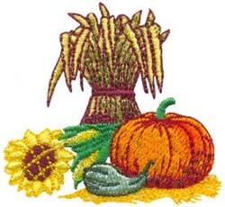 beginner-friendly autumn pumpkin machine embroidery pattern - Fall Harvest for patchwork quilt blocks
