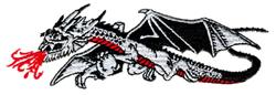 Fire Breathing Dragon - 5x7 dragon detailed embroidery design for kitchen aprons