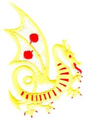 beginner-friendly easter monster machine embroidery pattern - Fire Breathing Dragon for reusable tote bags