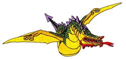 Fire Breathing Dragon - 5x7 monster detailed embroidery design for kitchen tea towels