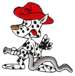 beginner-friendly puppy dog machine embroidery pattern - Fire Dog for reusable tote bags