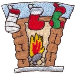 beginner-friendly christmas fireplace machine embroidery pattern - Fireplace for patchwork quilt blocks
