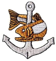 Fish And Anchor - 4x4 anchor beginner-friendly embroidery design for cute baby onesies