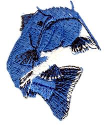 Realistic fish in blue with intricate white and black details, showcasing dynamic fins and textures.