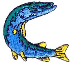 Vibrant fish in blue with yellow and green accents, featuring playful curves and bold outlines in a tropical theme.