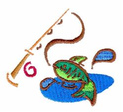 beginner-friendly fishing machine embroidery pattern - Fishing for reusable tote bags