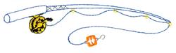 Fishing Pole - 5x7 pole quick stitch machine embroidery design for Skating Gear