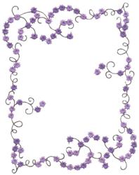 Floral border design features elegant purple flowers and swirling vines, framing an empty center space for quilting.