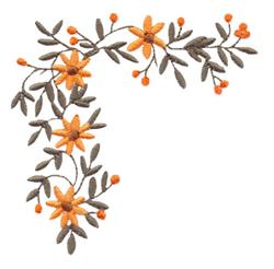 Floral Corner - 4x4 leaf beginner-friendly embroidery design for kitchen tea towels