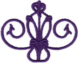 Decorative floral motif showcases rich purple swirls and floral accents, creating an elegant, ornamental design.