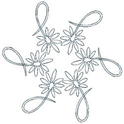 Flower loops design features delicate rounded petals and flowing loops in an elegant symmetrical arrangement.