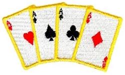 beginner-friendly heart machine embroidery pattern - Four Aces for reusable tote bags