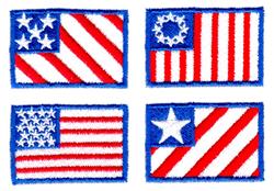 flag detailed machine embroidery - Four American Flags for patchwork quilt blocks